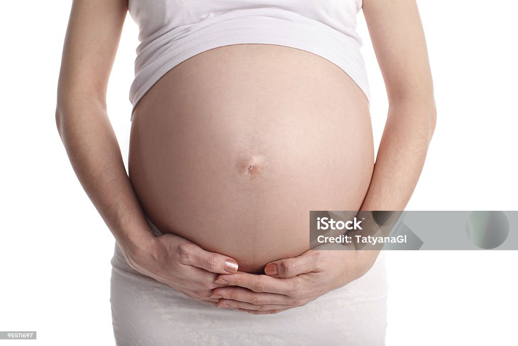 Pregnancy Pregnant woman isolated on white background Pregnant Stock Photo