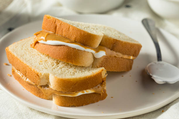 Homemade Fluffernutter Marshmallow Peanut Butter Sandwich