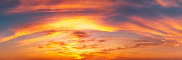 istock Panorama background of twilight sky and cirrus clouds 955133258