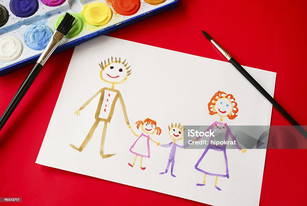 Szczęśliwa Rodzina - Zbiór zdjęć royalty-free (Akwarela)