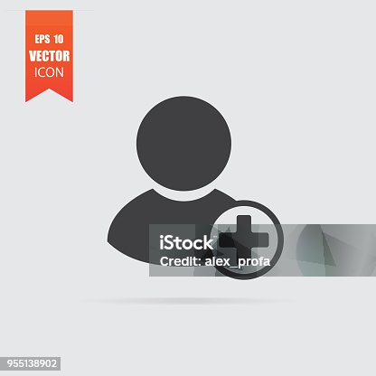 istock Add new user icon in flat style isolated on grey background. 955138902