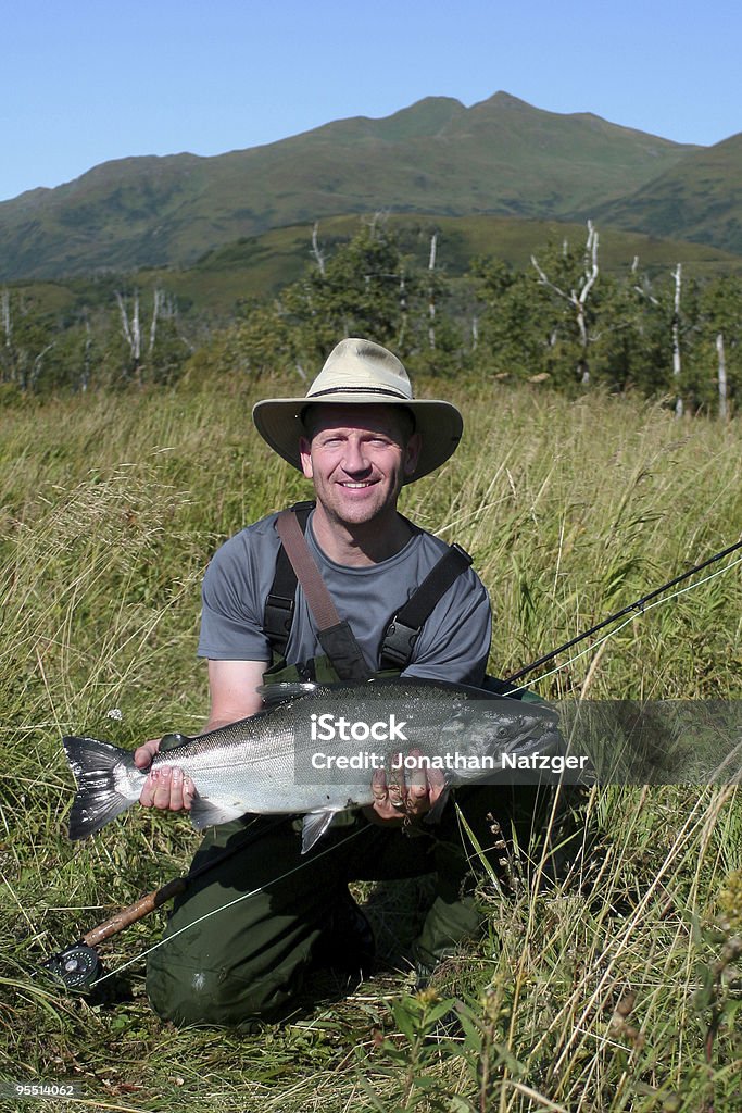 Alasca Coho/Silver Fisherman - Foto de stock de Alasca - Estado dos EUA royalty-free