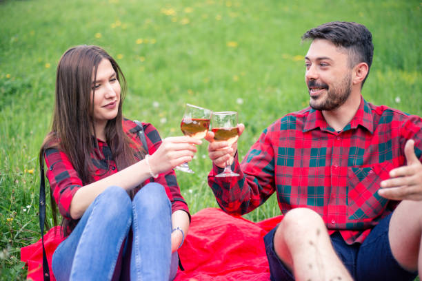 istock Happy couple on picnic in nature 955140686