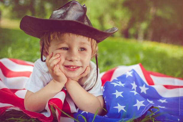 istock Little boy celebrating USA Independence day 955144272