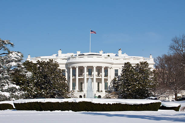 White House, winter The White House is the official residence and principal workplace of the President of the United States. white house exterior stock pictures, royalty-free photos & images