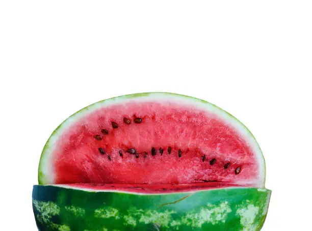 closeup cut of a watermelon isolated on a white background