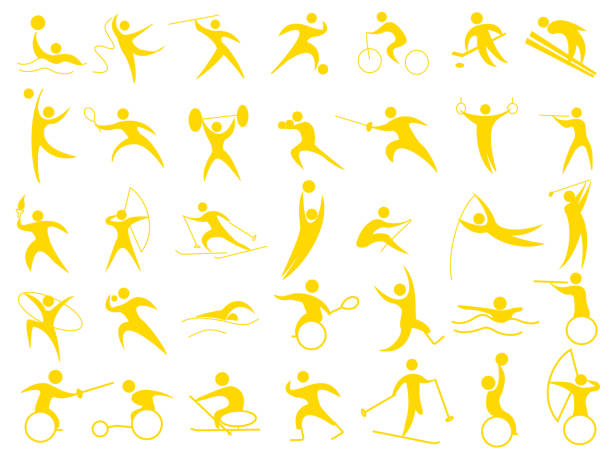 sports icon Icons expressing various sports. There is also a sports icon for people with disabilities. gymnastics stock illustrations