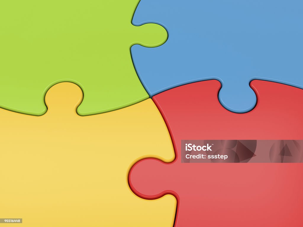 Jigsaw Puzzle Close-up  Attached Stock Photo