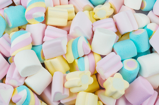 Multicolored marshmallows