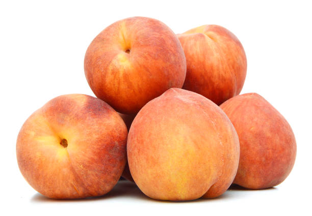istock Ripe peach fruit isolated on white background cutout 955165910