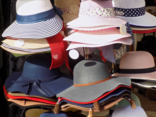 istock Women's summer hats in the hat shop 955166670