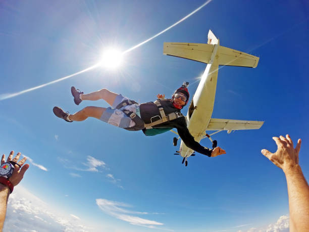 istock Skydiver jumping out of plane 955180546