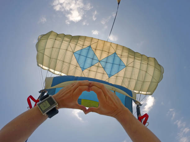 istock Skydiving point of view - Heart Shape 955180936