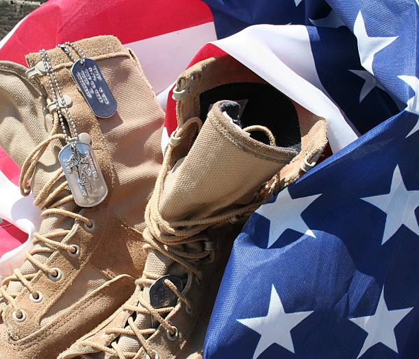 istock American Flag with Marine boots 95519431