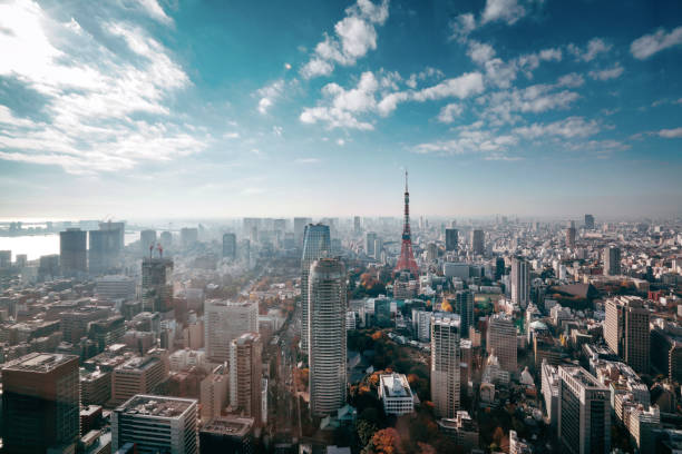 tokyo, skyline del giappone - giappone foto e immagini stock
