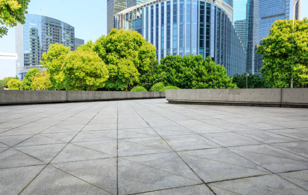 istock empty square and modern commercial buildings in shanghai 955203882