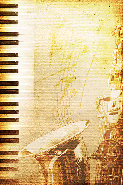 papel velho jazz - blues saxophone jazz musical instrument - fotografias e filmes do acervo