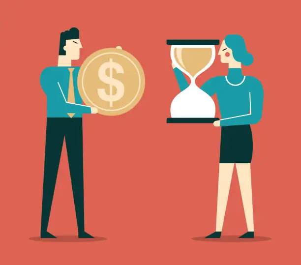 Vector illustration of Time is money - Business people