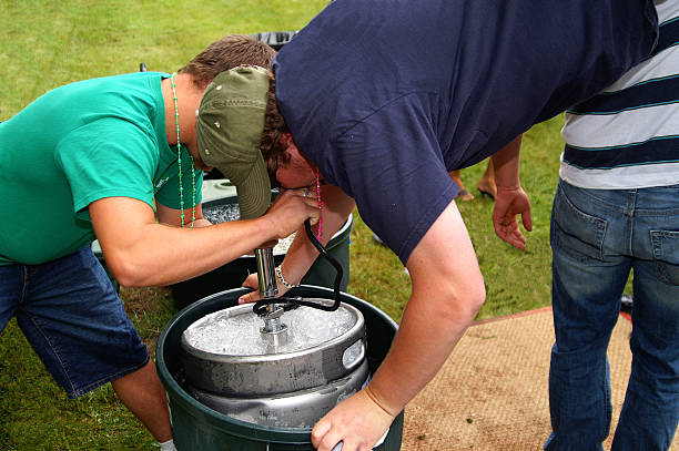 Beer keg stand stock photo