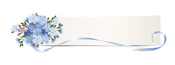 ilustrações de stock, clip art, desenhos animados e ícones de forget-me-not flowers banner with blank paper sheet, - i love you frase em inglês
