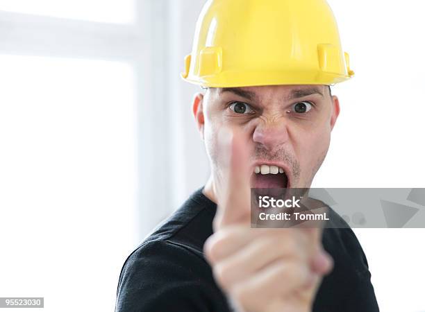 Angry Construction Worker Stock Photo - Download Image Now - Adult, Adults Only, Anger