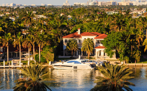 Colorful apartment buildings. Fort Myers Beach, Florida, USA