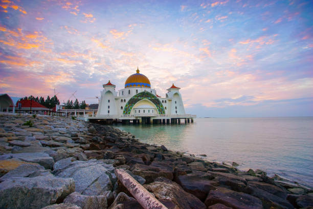 istock Majestic view of Malacca Straits Mosque during sunset 955244282