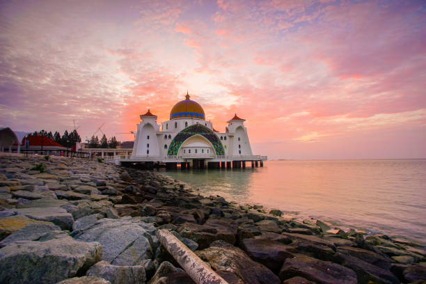 istock Majestic view of Malacca Straits Mosque during sunset 955244928