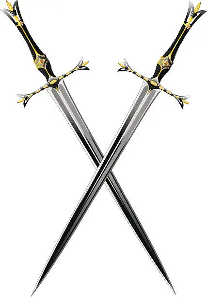 Vector illustration of two crossed sword
