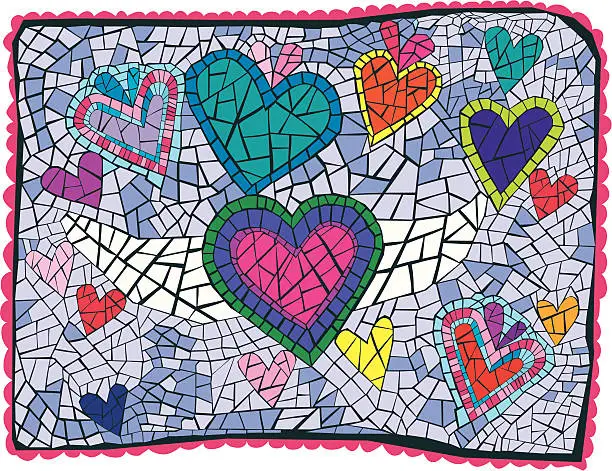 Vector illustration of Artsy Heart Mosaic