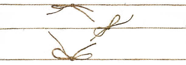 istock Set of three different string or braided twine tied in a bow isolated on white background 955261056