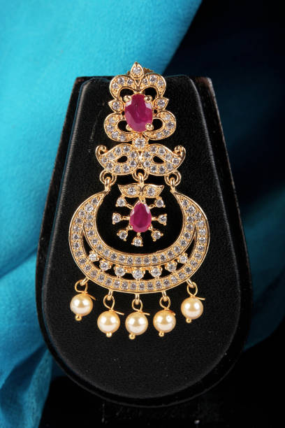 istock Beautiful Indian Golden Earrings 955269138