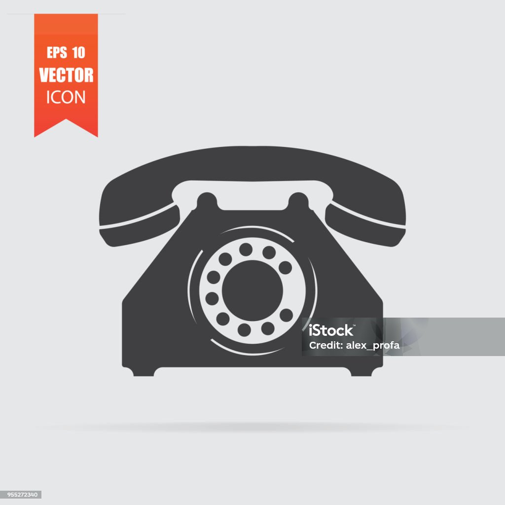 Phone icon in flat style isolated on grey background. Phone icon in flat style isolated on grey background. For your design, logo. Vector illustration. Telephone stock vector
