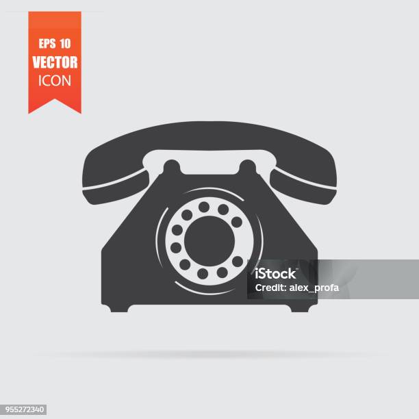 Phone Icon In Flat Style Isolated On Grey Background Stock Illustration - Download Image Now