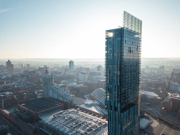 Manchester City Centre Drone Aerial View Above Building Work Skyline Construction Blue Sky Summer Hilton Beetham Manchester City Centre Drone Aerial View Above Building Work Skyline Construction Blue Sky Summer Hilton Beetham manchester england stock pictures, royalty-free photos & images