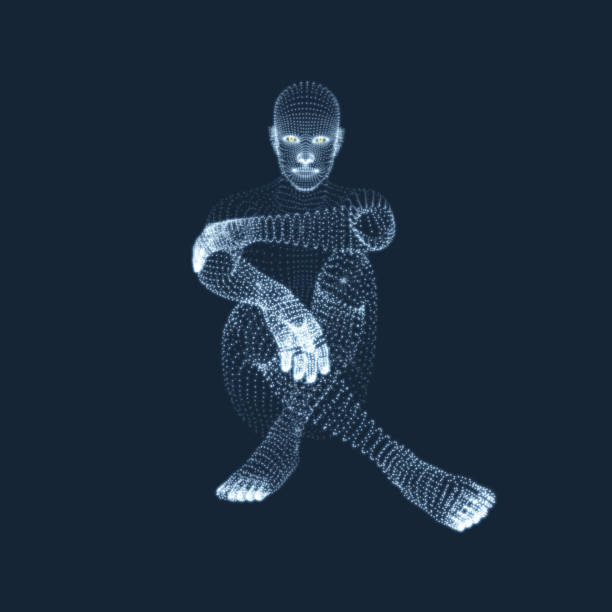istock Man in a Thinker Pose. 3D Model of Man. Business, Science, Psychology or Philosophy Vector Illustration. 955273464