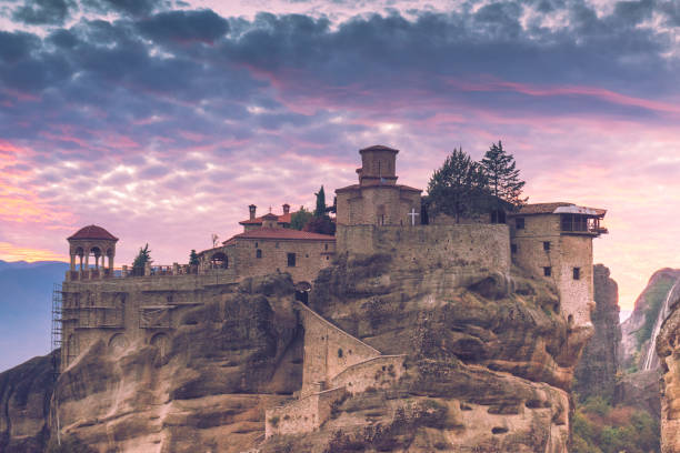 istock Sunset over Varlaam monastery in Meteora, Greece 955277256