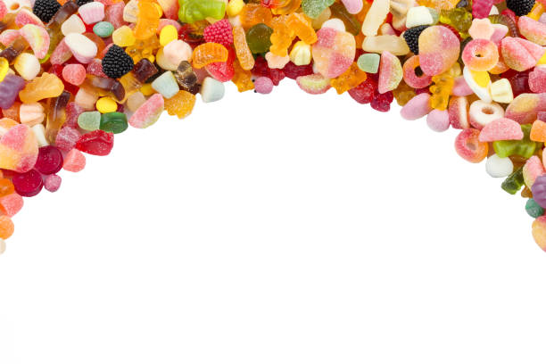 Colorful candies on white background