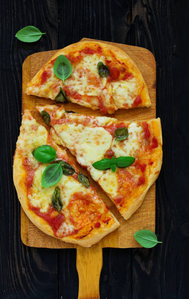 istock Home pizza margarita. View from above. 955280524