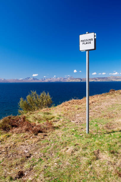istock Single track road sign, Scottish Highlands 955285796