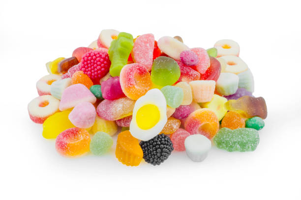 Colorful candies on white background