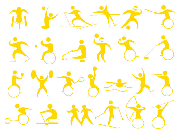 sports icon A set of disabled sports icons. adaptive athlete stock illustrations