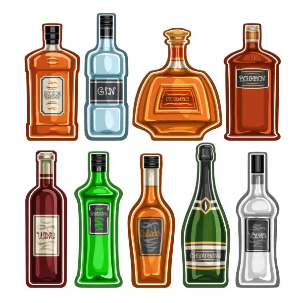 Vector illustration of Vector set of different Bottles