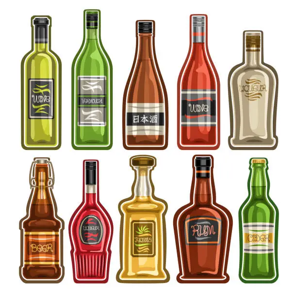Vector illustration of Vector set of different Bottles