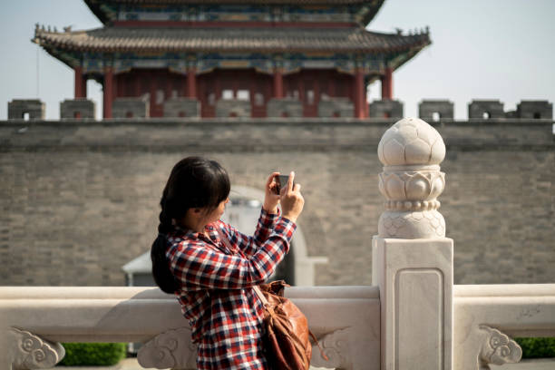 istock girl traveling in Chinese ancient architecture 955293916