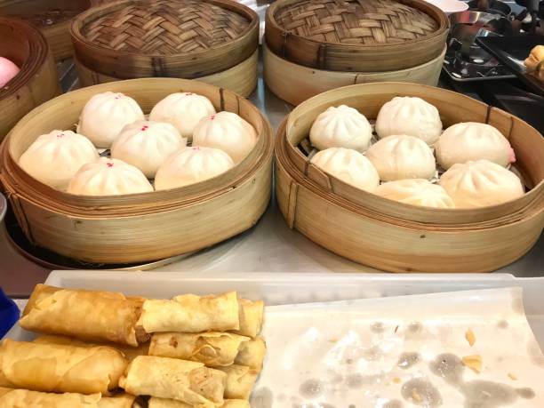 istock Chinese bun in bamboo basket 955294356