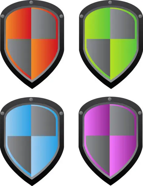 Vector illustration of Vector shield - different color variants