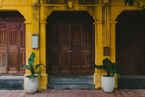 Colorful front doors of buildings in Hoi An