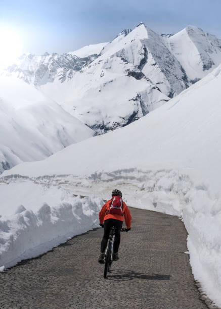 istock Mountain bikers on the high alpine road, Austria 955314478