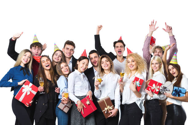 istock Happy people celebrating holiday with champagne. 955327570